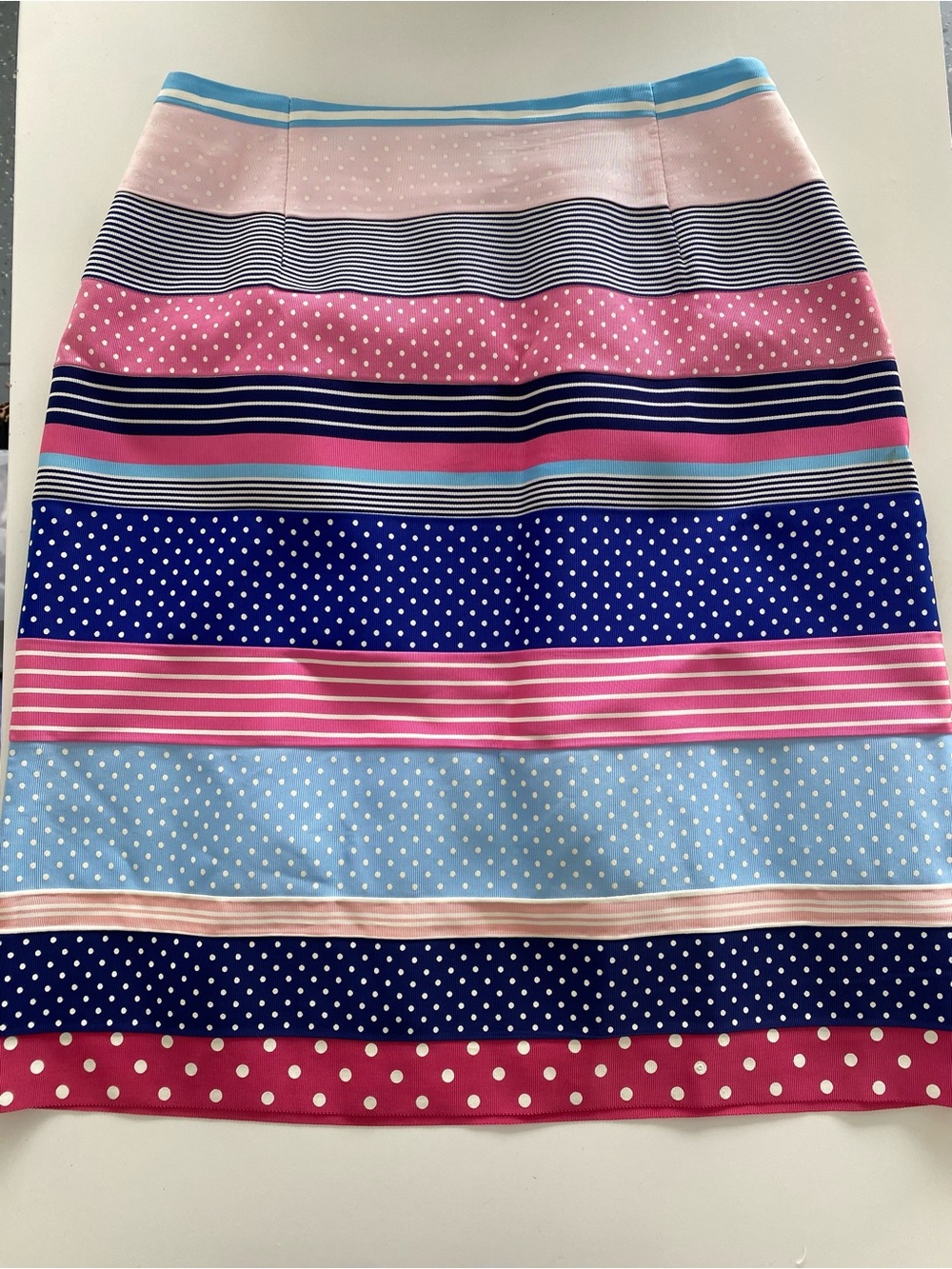 J Mclaughlin Striped & Polka Dot Pencil Skirt - Pink, Light Blue, Pink & Navy